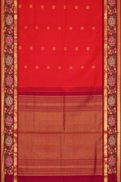 Image of Kanchipattu Red Embroidered Saree