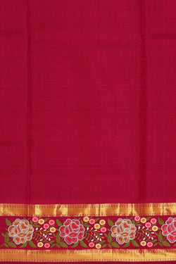 Image of Kanchipattu Red Embroidered Saree