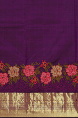 Image of Kanchipattu Purple Embroidered Saree