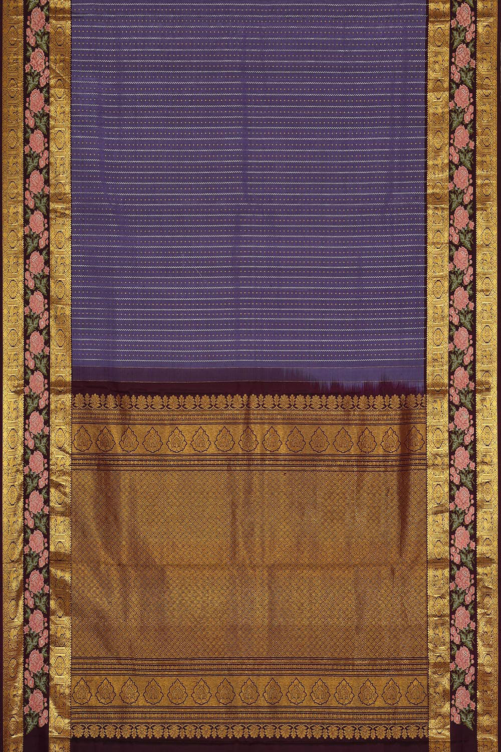 Kanchipattu Dark Lavender Embroidered Saree