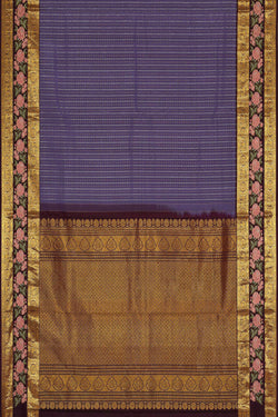 Image of Kanchipattu Dark Lavender Embroidered Saree