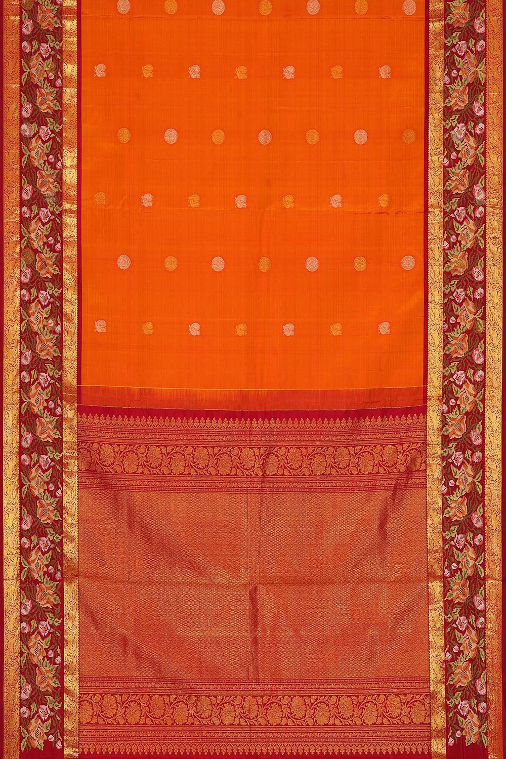 Kanchipattu Orange Embroidered Saree