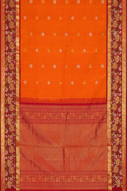 Image of Kanchipattu Orange Embroidered Saree