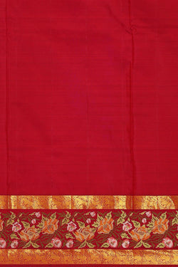 Image of Kanchipattu Orange Embroidered Saree