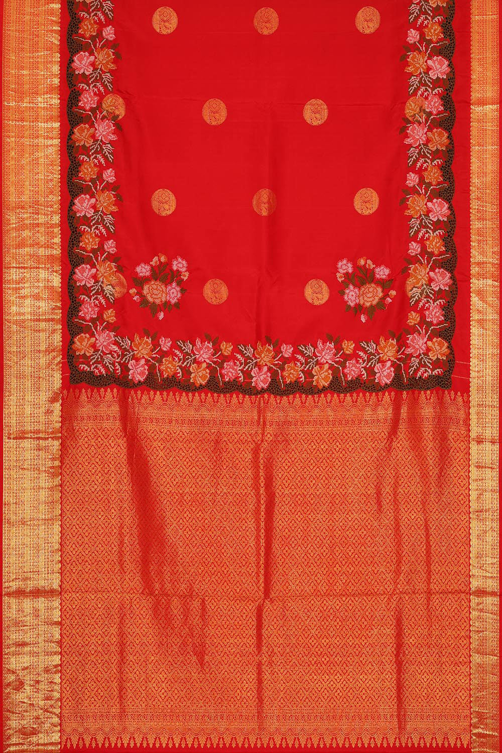 Kanchipattu Red Embroidered Saree