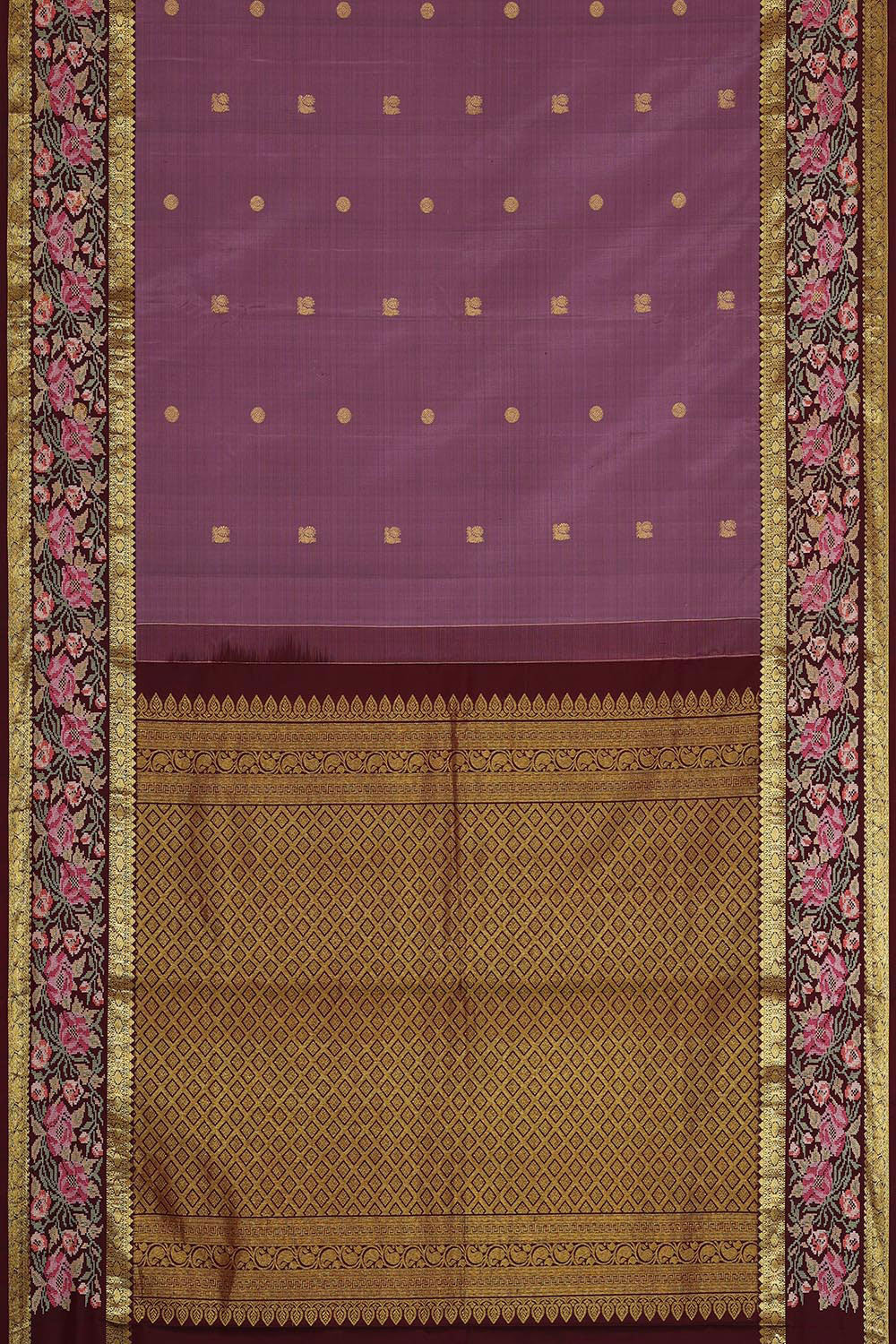 Kanchipattu Dark Lavender Embroidered Saree