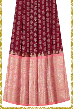 Image of Kanchipattu Wine Red Pavada Unstitched Set