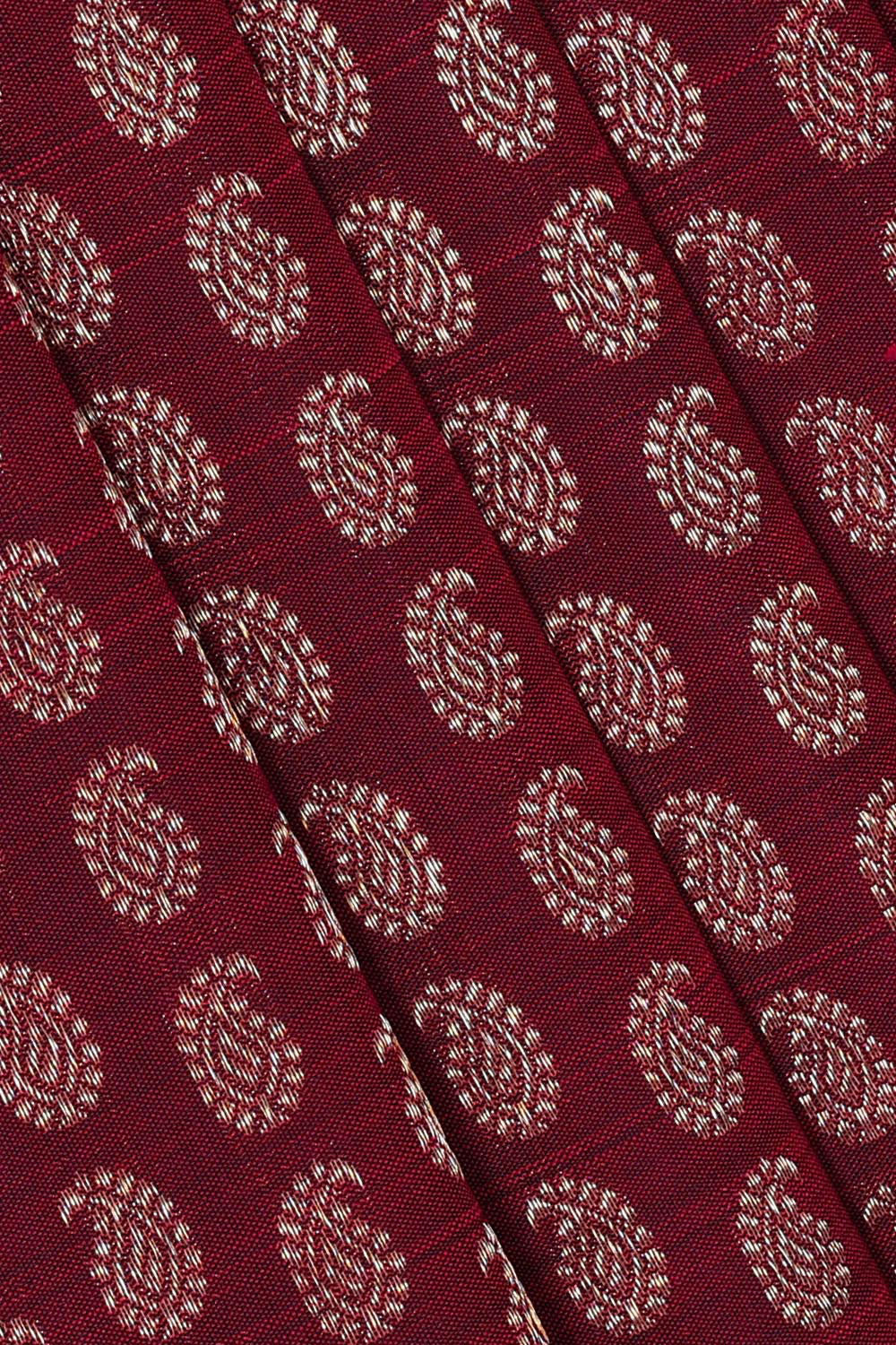 Kanchipattu Wine Red Pavada Unstitched Set