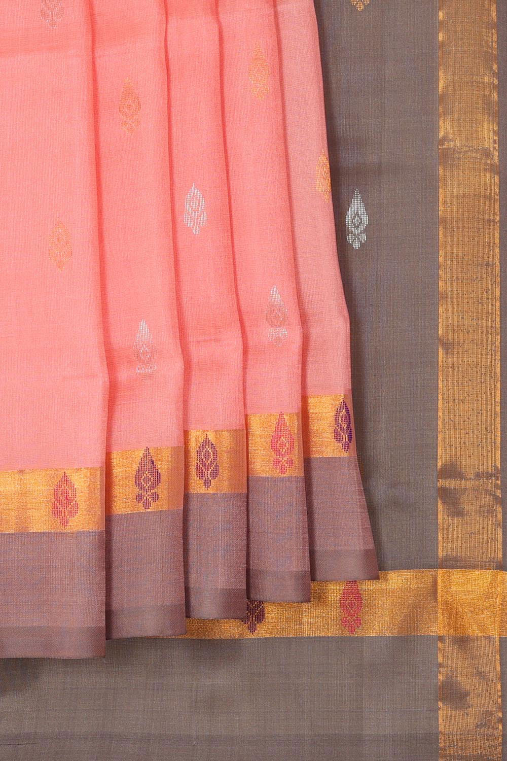 Uppada Silk Peach Pink Saree