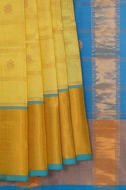 Image of Uppada Cotton Silk Yellow Saree