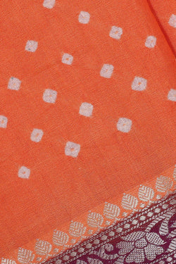 Image of Banarasi Chiniya Orange Bandhani Saree