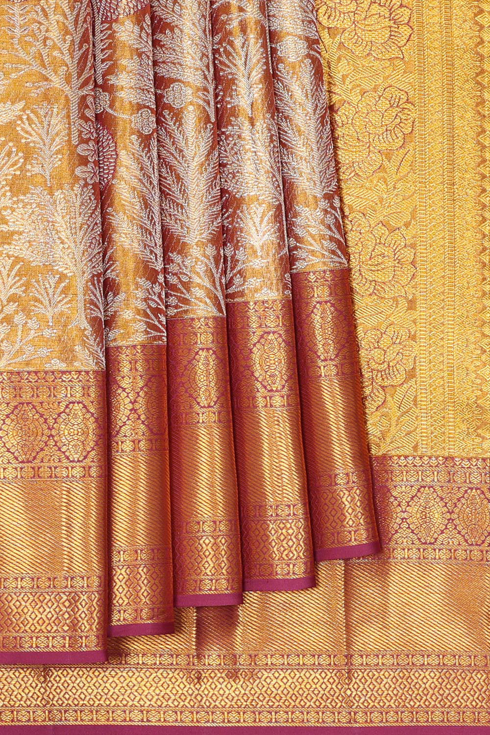 Kanchipattu Gold Tissue Brocade Saree