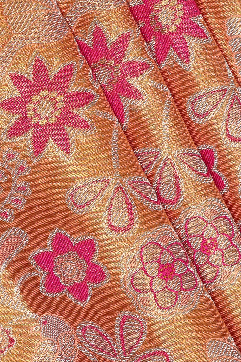 Kanchipattu Peach Tissue Brocade Saree