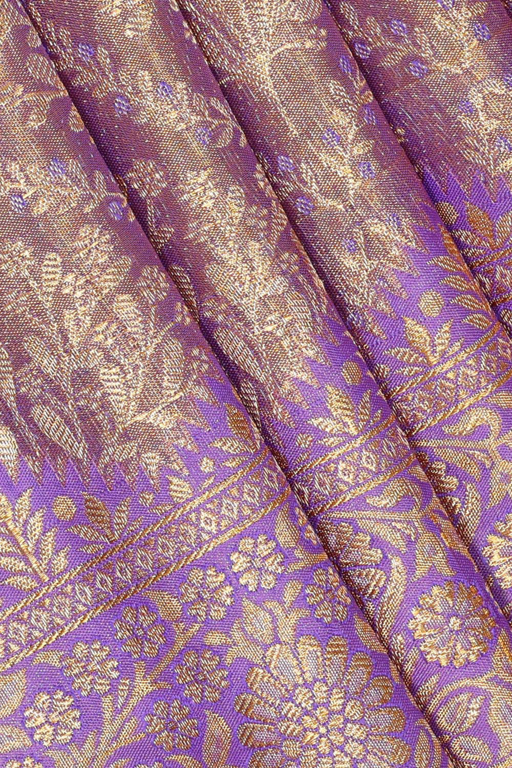 Kanchipattu Golden Lavender Tissue Brocade Saree