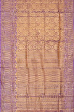 Image of Kanchipattu Golden Lavender Tissue Brocade Saree