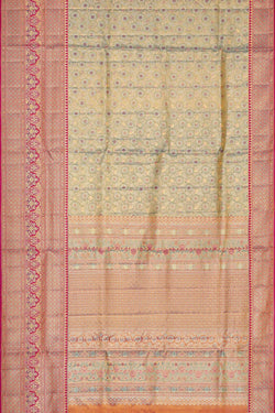 Image of Kanchipattu Golden Sea Green Tissue Brocade Saree