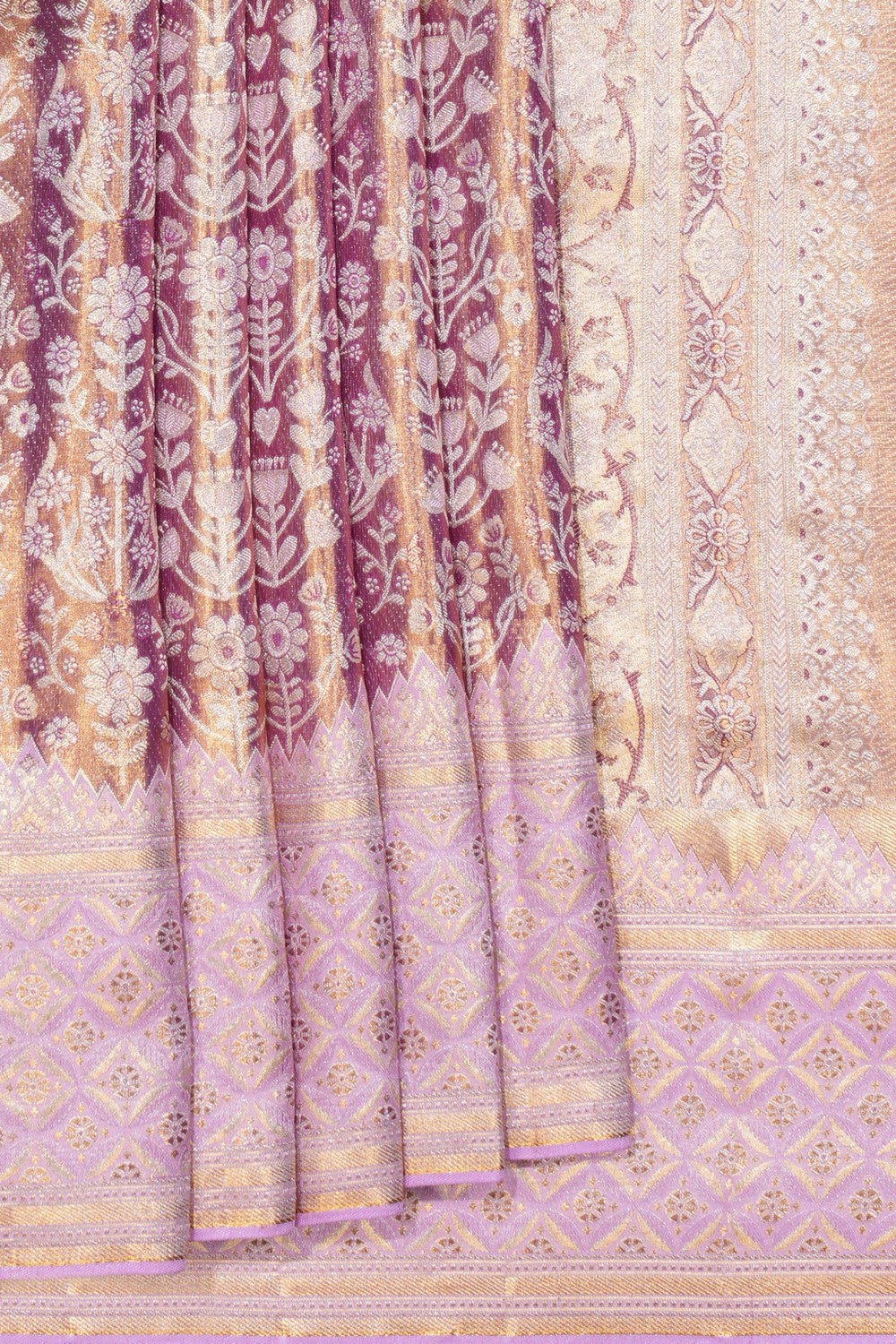 Kanchipattu Tissue Brocade Lavender Saree