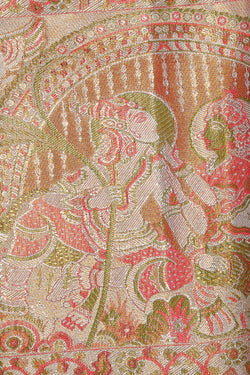 Image of Kanchipattu Golden Orange Tissue Brocade Saree