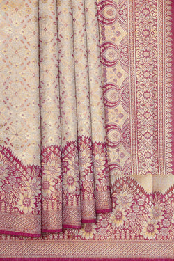 Image of Kanchipattu Cream Tissue Brocade Saree