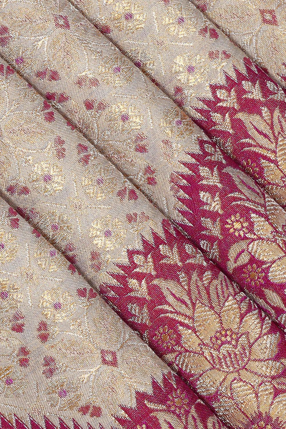 Kanchipattu Cream Tissue Brocade Saree