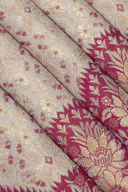 Image of Kanchipattu Cream Tissue Brocade Saree