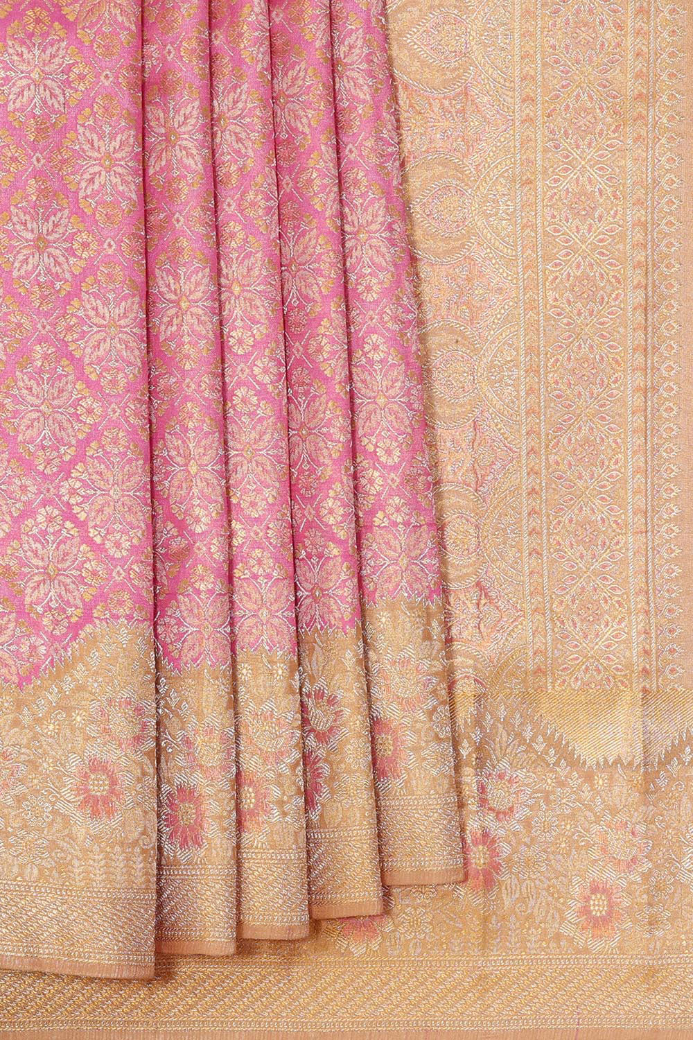 Kanchipattu Pink Tissue Brocade Saree