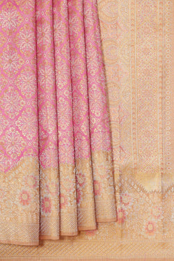 Image of Kanchipattu Pink Tissue Brocade Saree