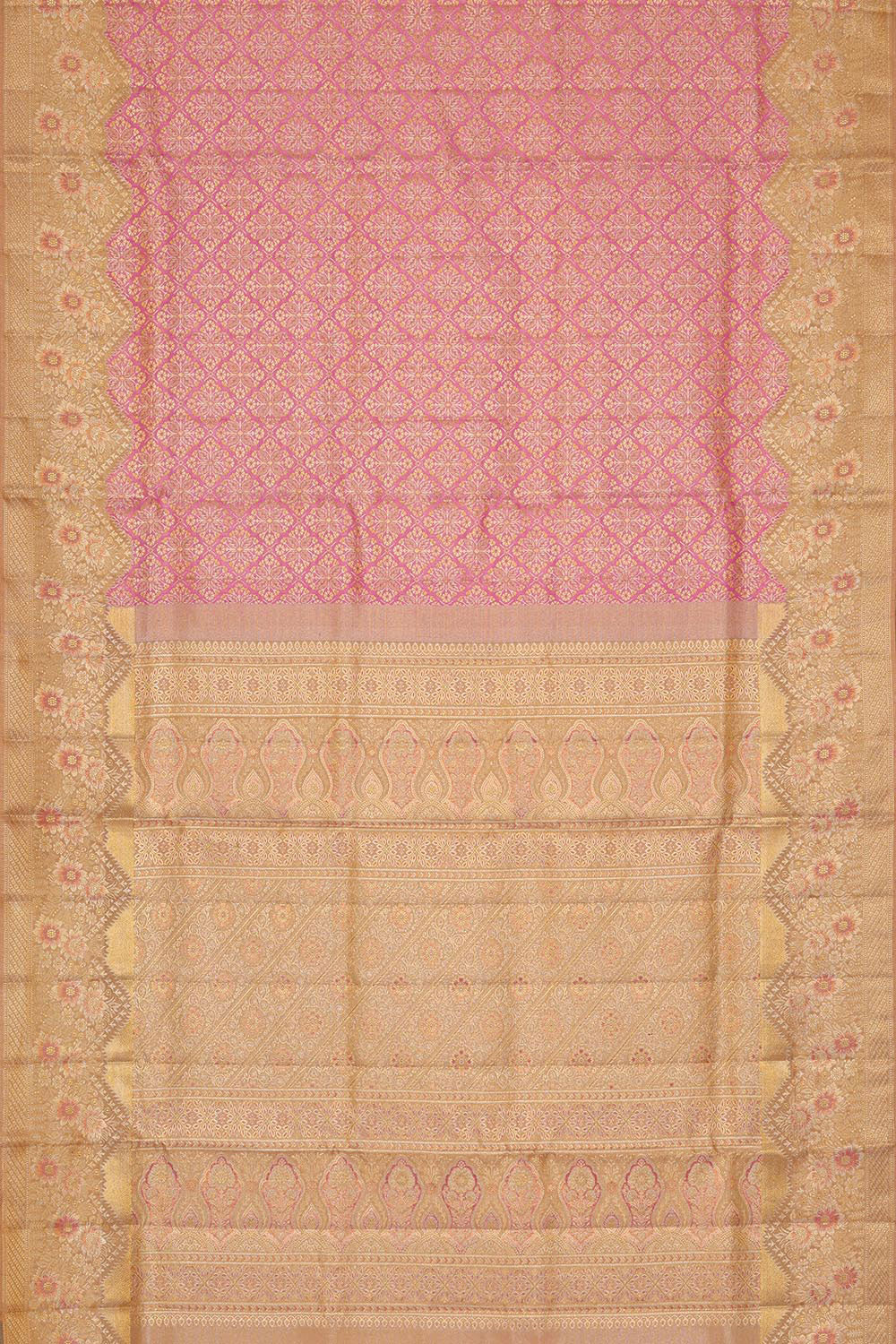 Kanchipattu Pink Tissue Brocade Saree