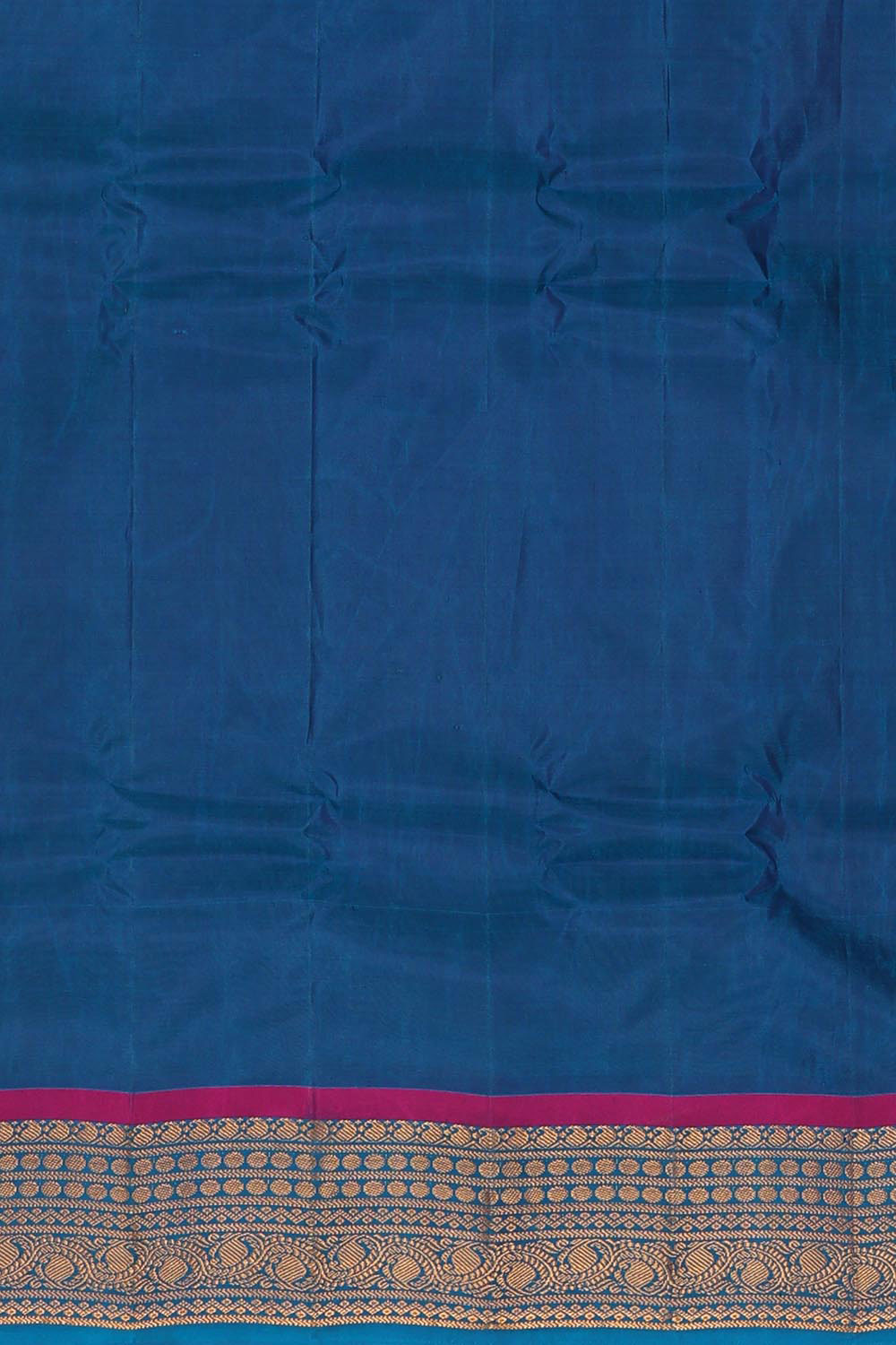 Gadwal Silk Cotton Dark Navy Blue Saree