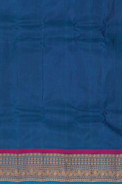 Image of Gadwal Silk Cotton Dark Navy Blue Saree