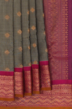 Image of Gadwal Silk Cotton Grey Saree