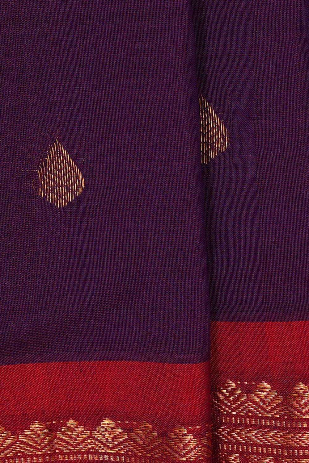 Gadwal Silk Cotton Purple Saree