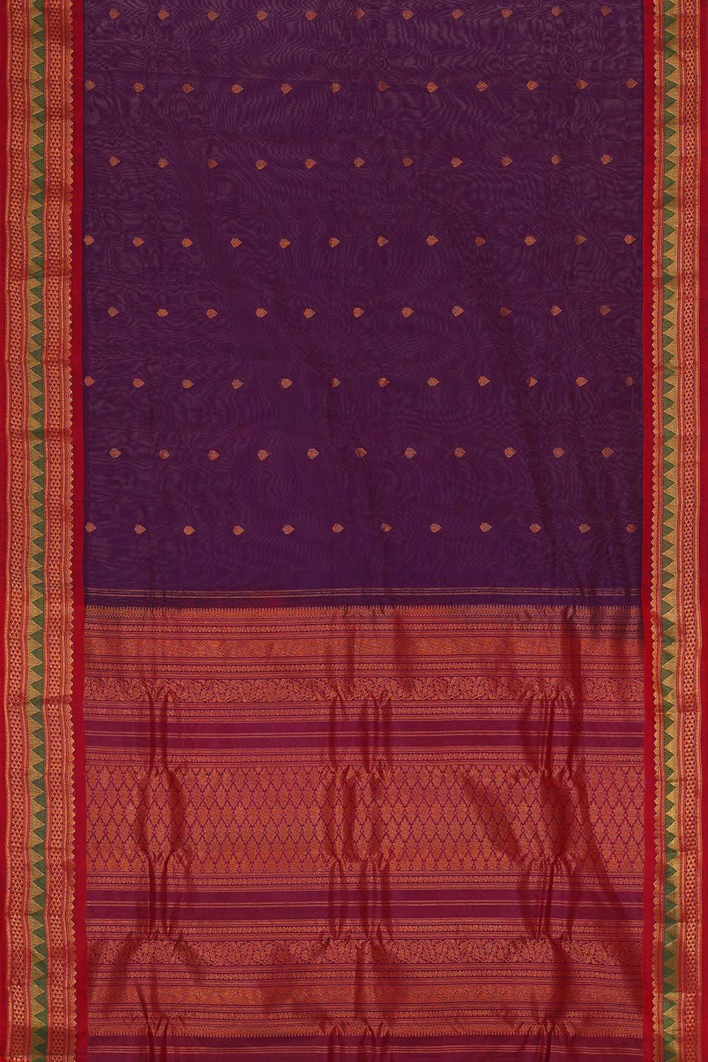 Gadwal Silk Cotton Purple Saree