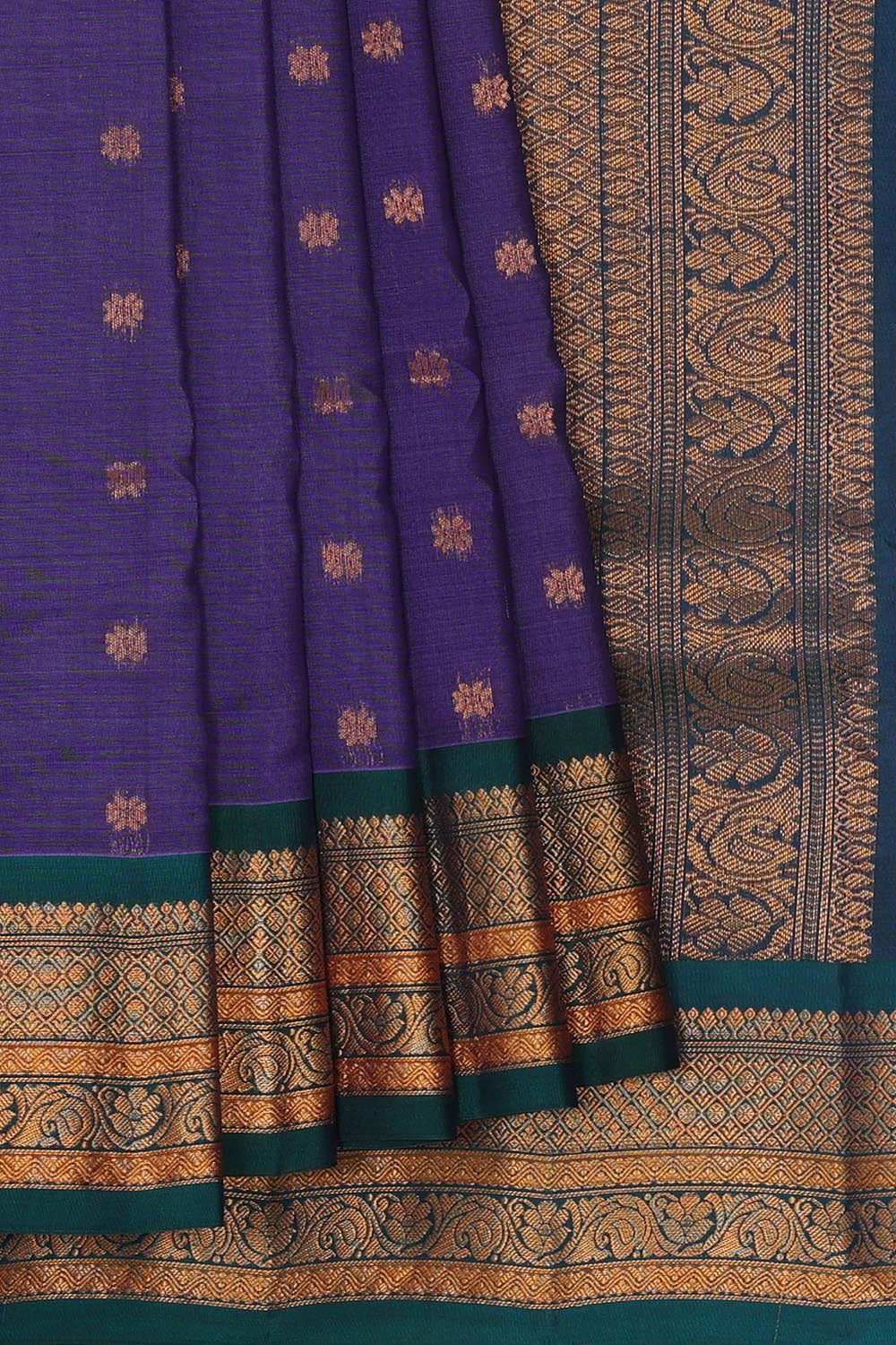 Gadwal Silk Cotton Purple Saree