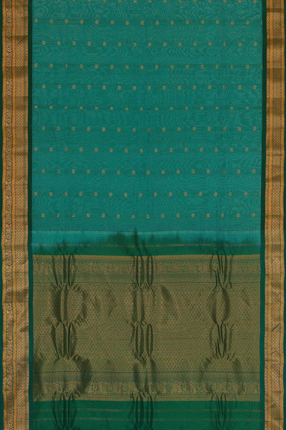 Gadwal Silk Cotton Teal Blue Saree