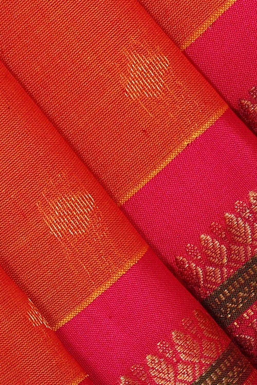 Gadwal Silk Cotton Orange Saree