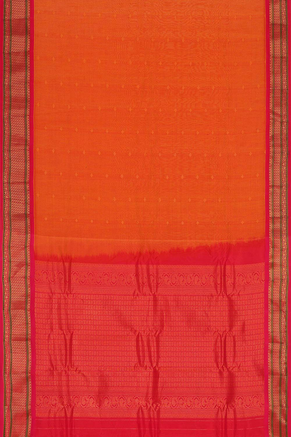 Gadwal Silk Cotton Orange Saree