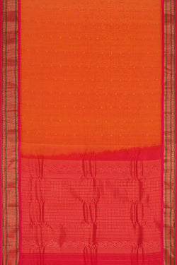 Image of Gadwal Silk Cotton Orange Saree