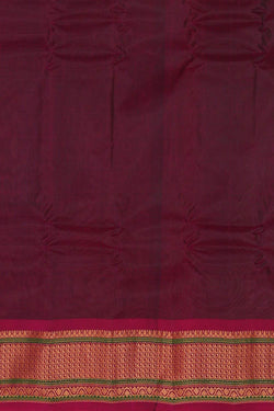 Image of Gadwal Silk Cotton Dark Green Saree