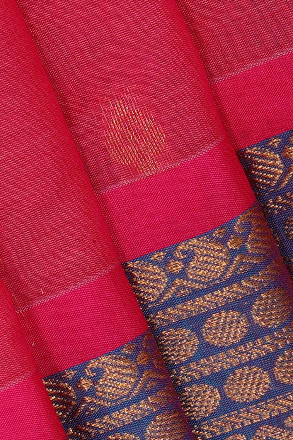 Gadwal Silk Cotton Rani Pink Saree