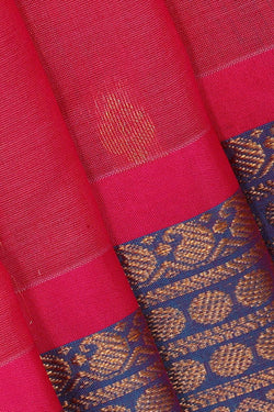 Image of Gadwal Silk Cotton Rani Pink Saree