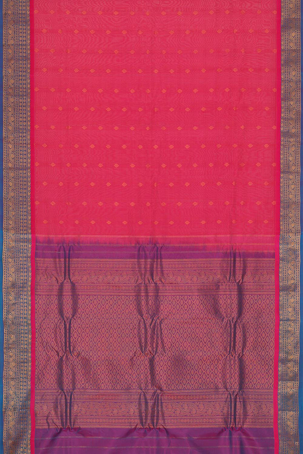 Gadwal Silk Cotton Rani Pink Saree