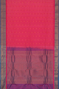 Image of Gadwal Silk Cotton Rani Pink Saree