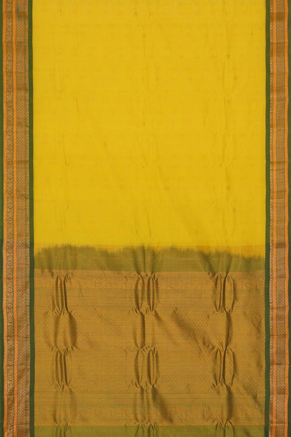 Gadwal Silk Cotton Lemon Yellow Saree