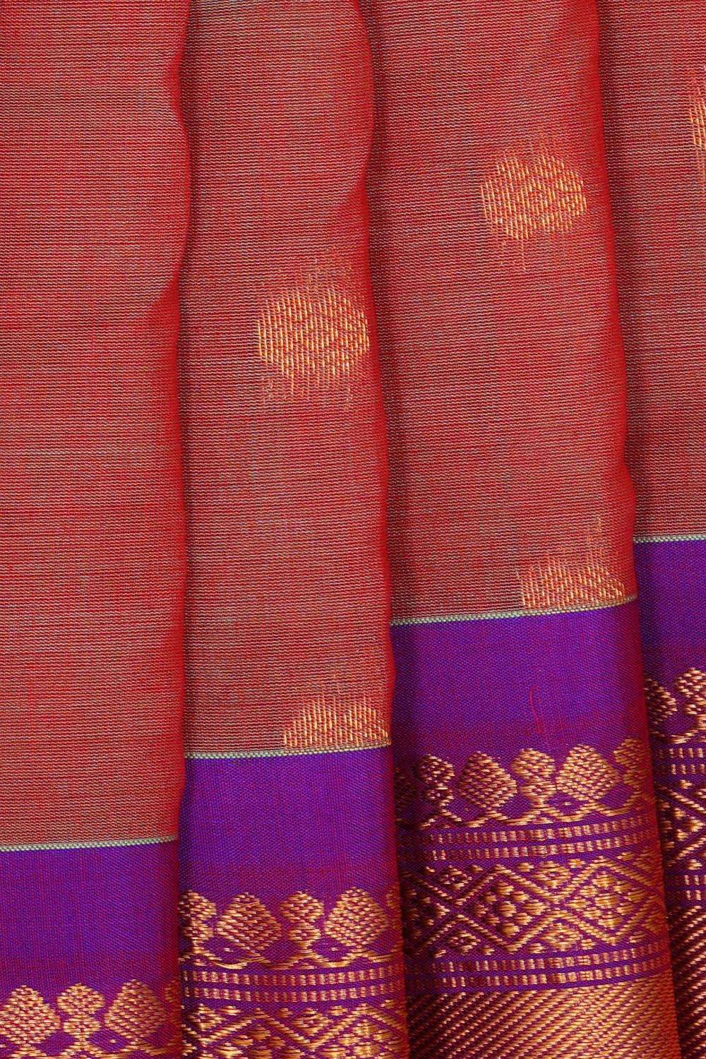 Gadwal Silk Cotton Reddish Brown Saree