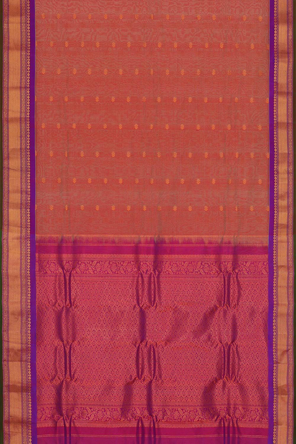 Gadwal Silk Cotton Reddish Brown Saree