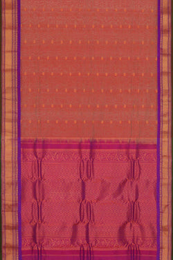 Image of Gadwal Silk Cotton Reddish Brown Saree