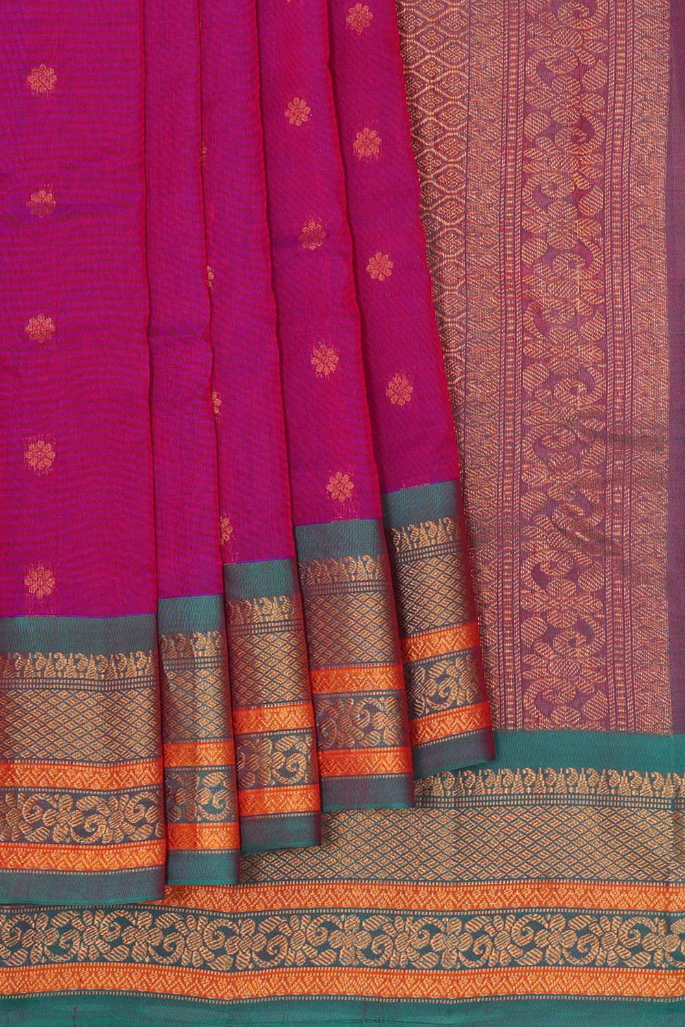 Gadwal Silk Cotton Magenta Saree