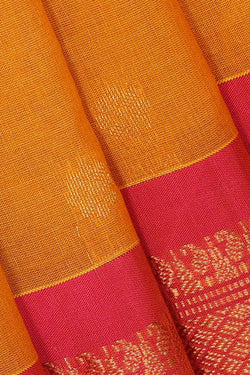 Image of Gadwal Silk Cotton Mustard Yellow Saree