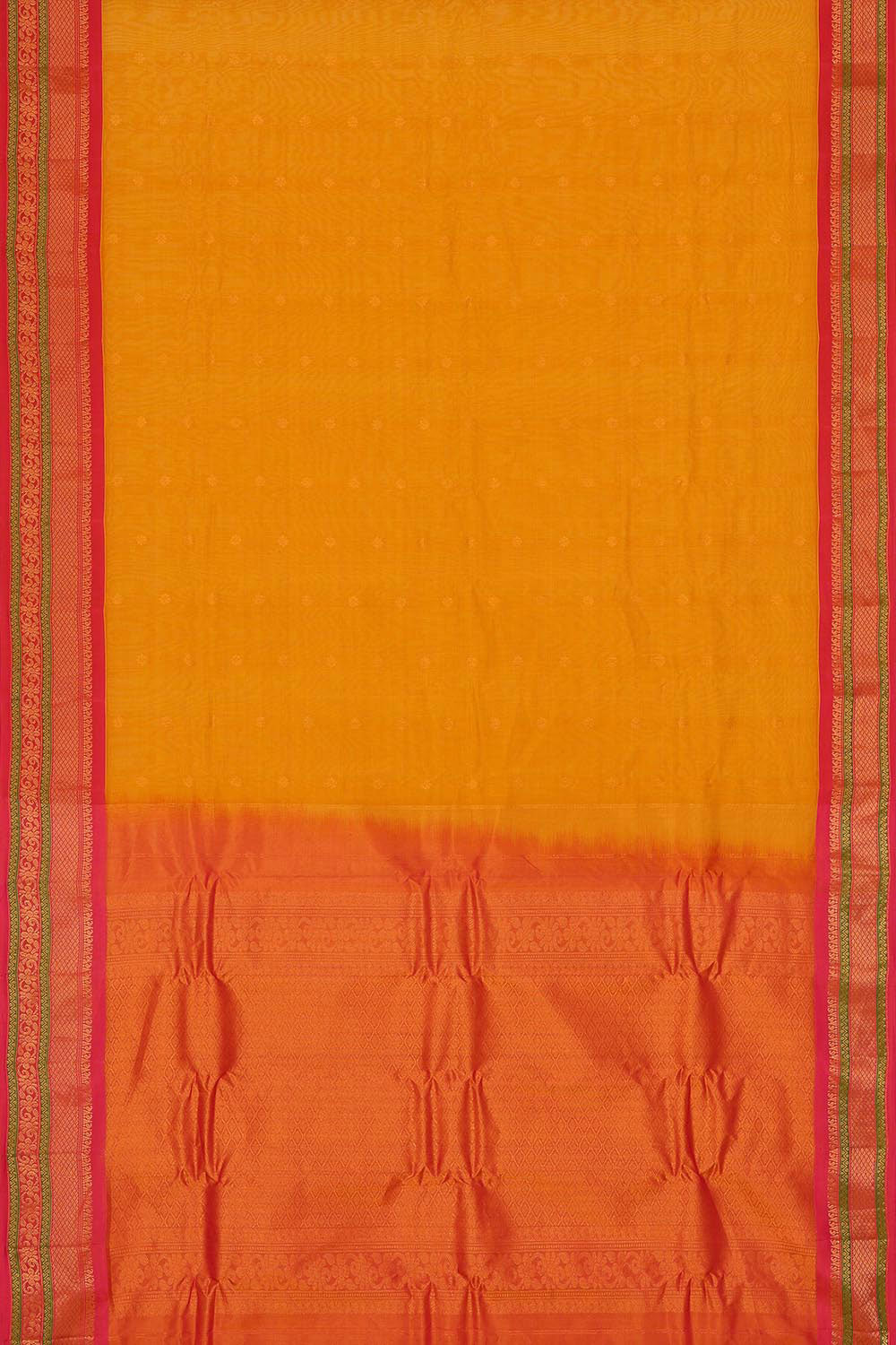 Gadwal Silk Cotton Mustard Yellow Saree